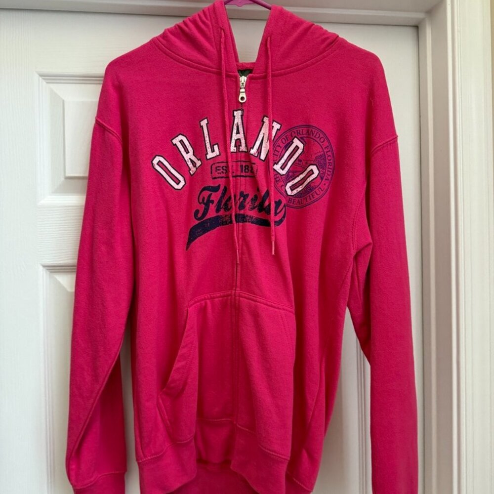 Women's Pink Orlando Florida Zip Up Jacket Size Medium